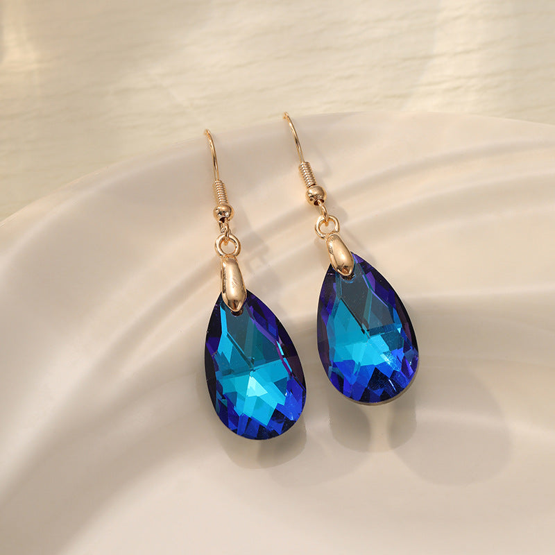 Wholesale Crystal High-grade Long Geometric Water Drop Fashion Light Luxury Colorful Zircon Earrings